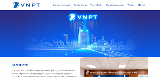 Giao diện website nhà mạng VNPT.